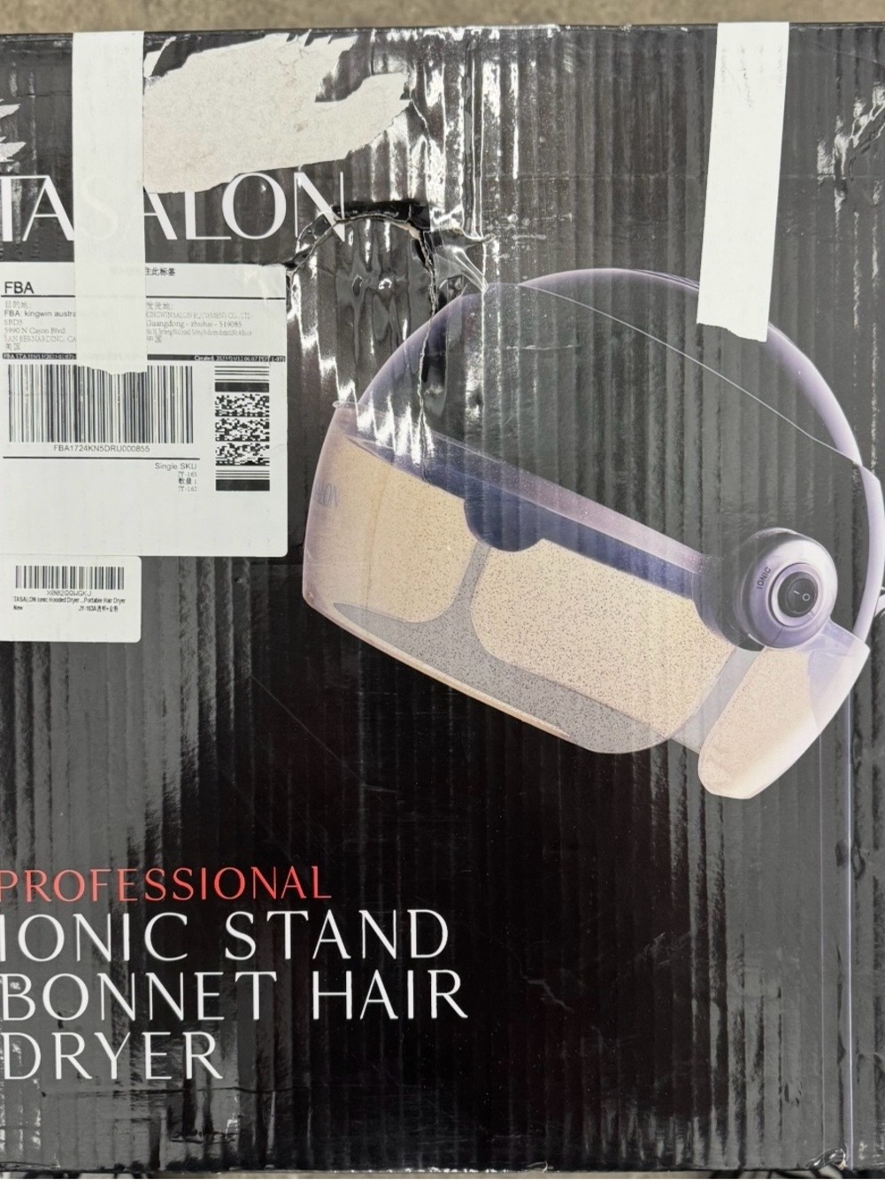 Professional Ionic Stand Bonnet Hair Dryer - Purple & Beige